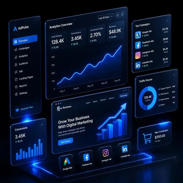 Dashboard de tráfego pago e crescimento digital